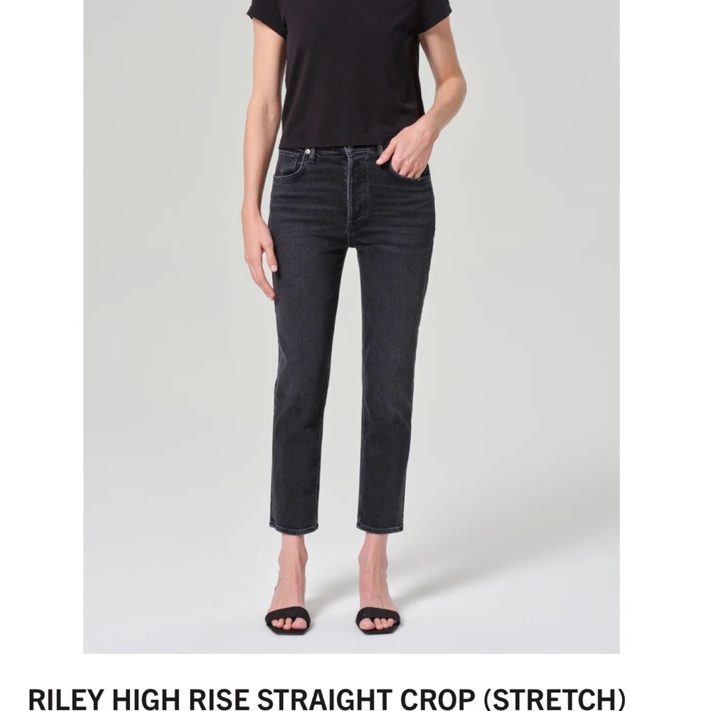 Agolde High Rise Straight Crop Jeans - Dark Gray